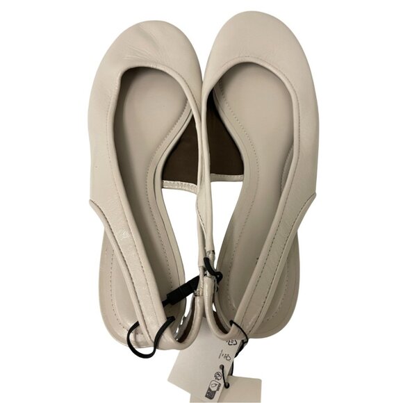 Zara Womens Leather Slingback Ballet Flats EU 41 US 10 off White 1549/510 NWOB - Picture 2 of 9